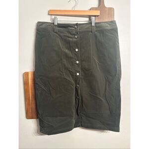 Christopher & Banks Dark Grey Corduroy Button Down Pencil Midi Skirt Large NWT